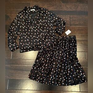 EPIK Black Blazer with Matching Pleated Skirt, Size L